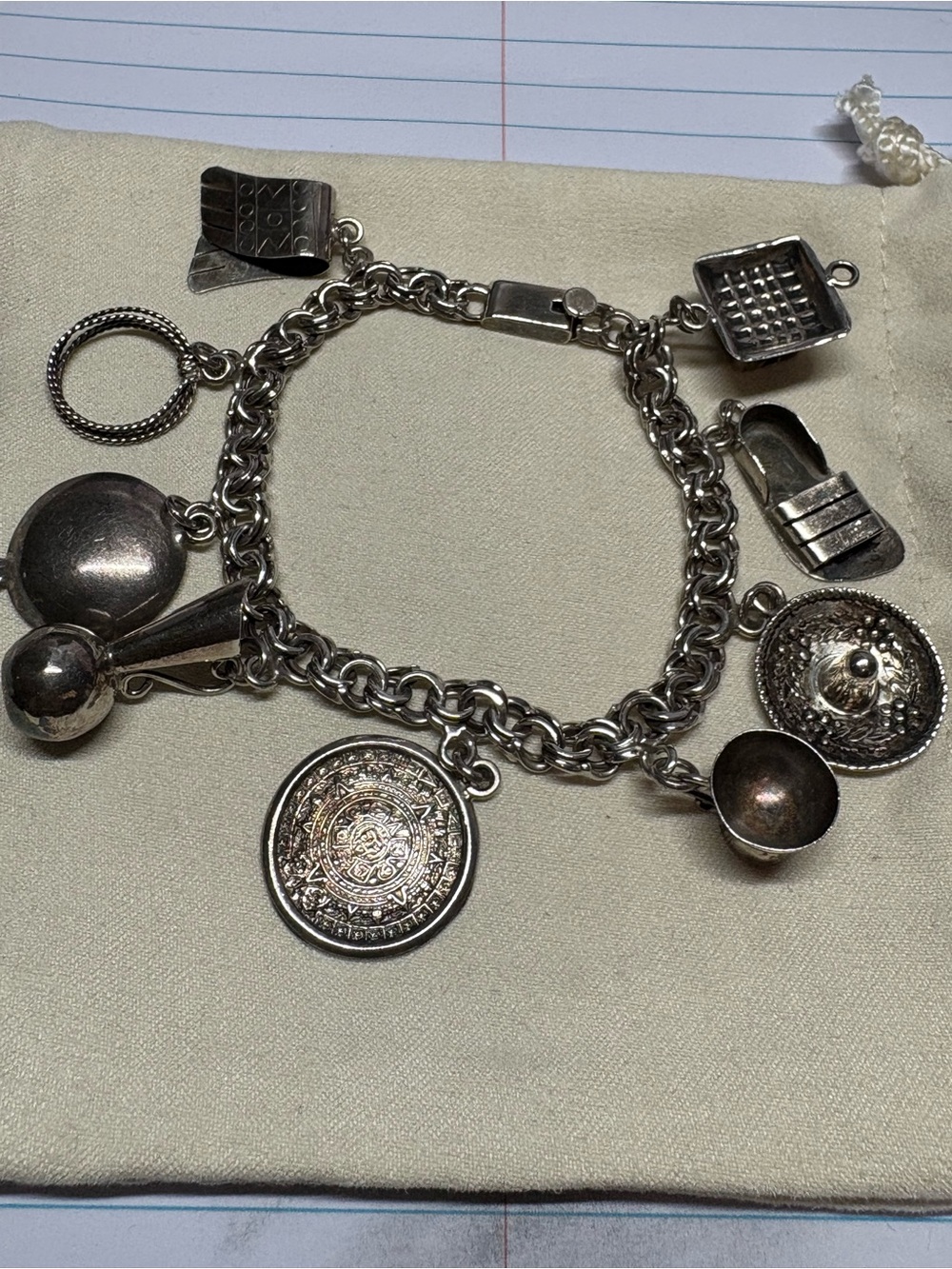 Women's Vintage Sterling Silver Charm Bracelet